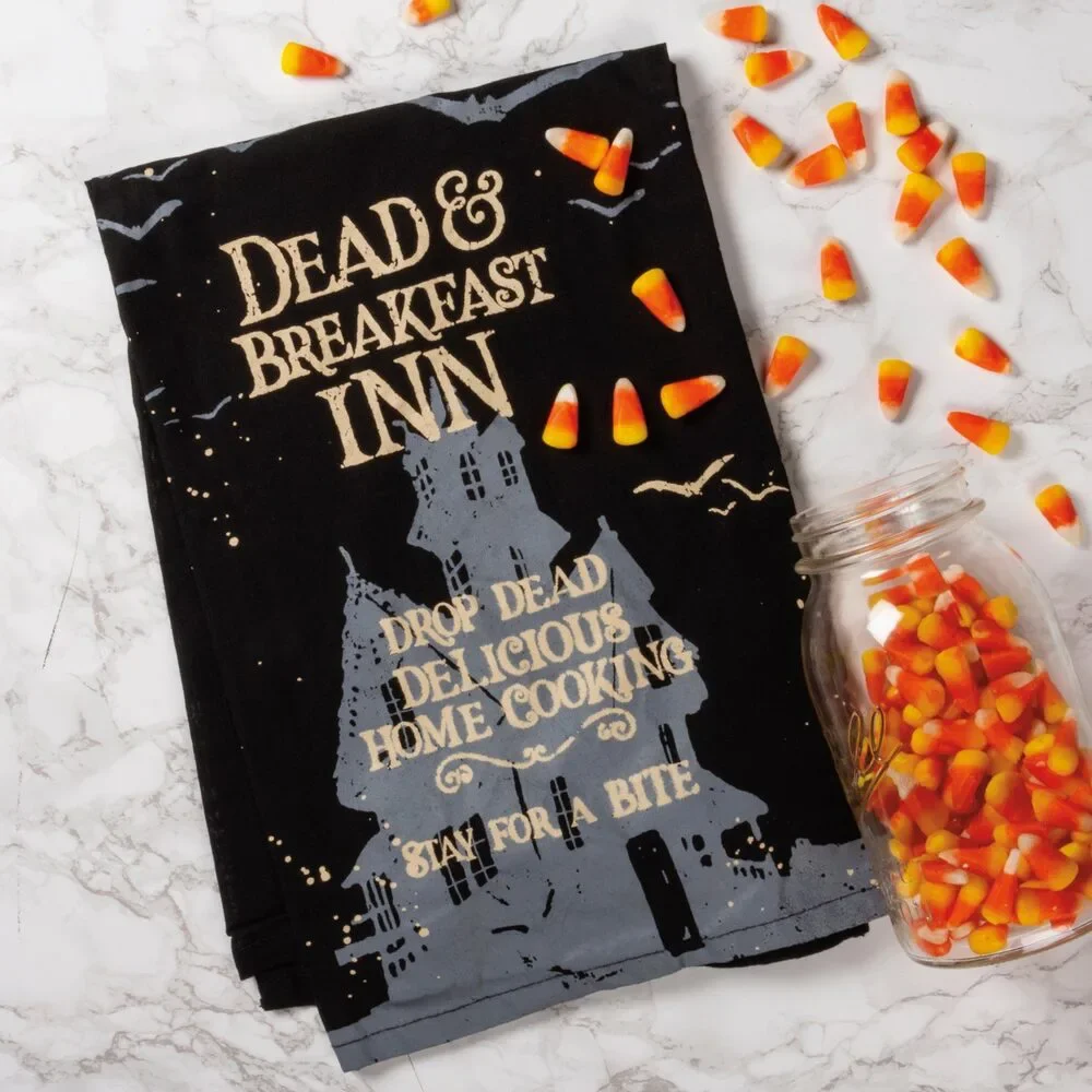 Dead And Breakfast Inn Halloween Dish Cloth Towel | Novelty Silly Tea Towels |